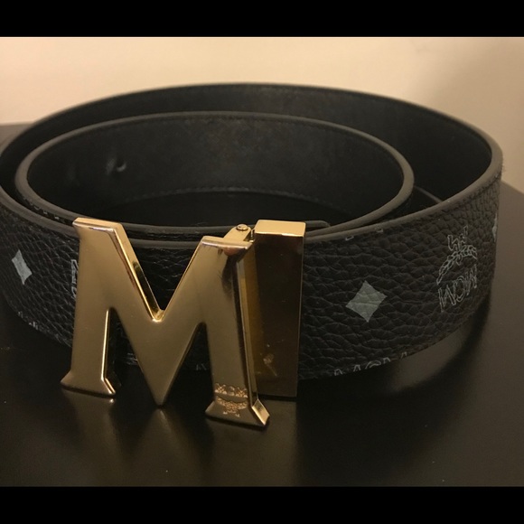 mens black mcm belt